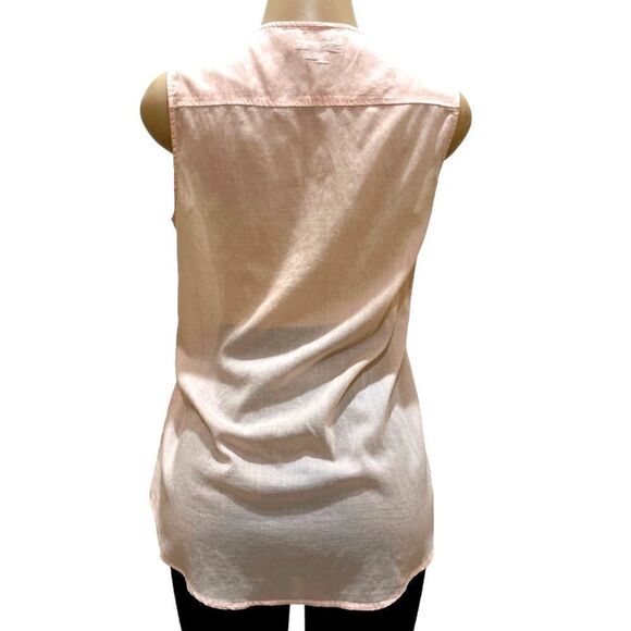 Theory Sleeveless Blush Linen Shirt, M - Picture 5 of 6
